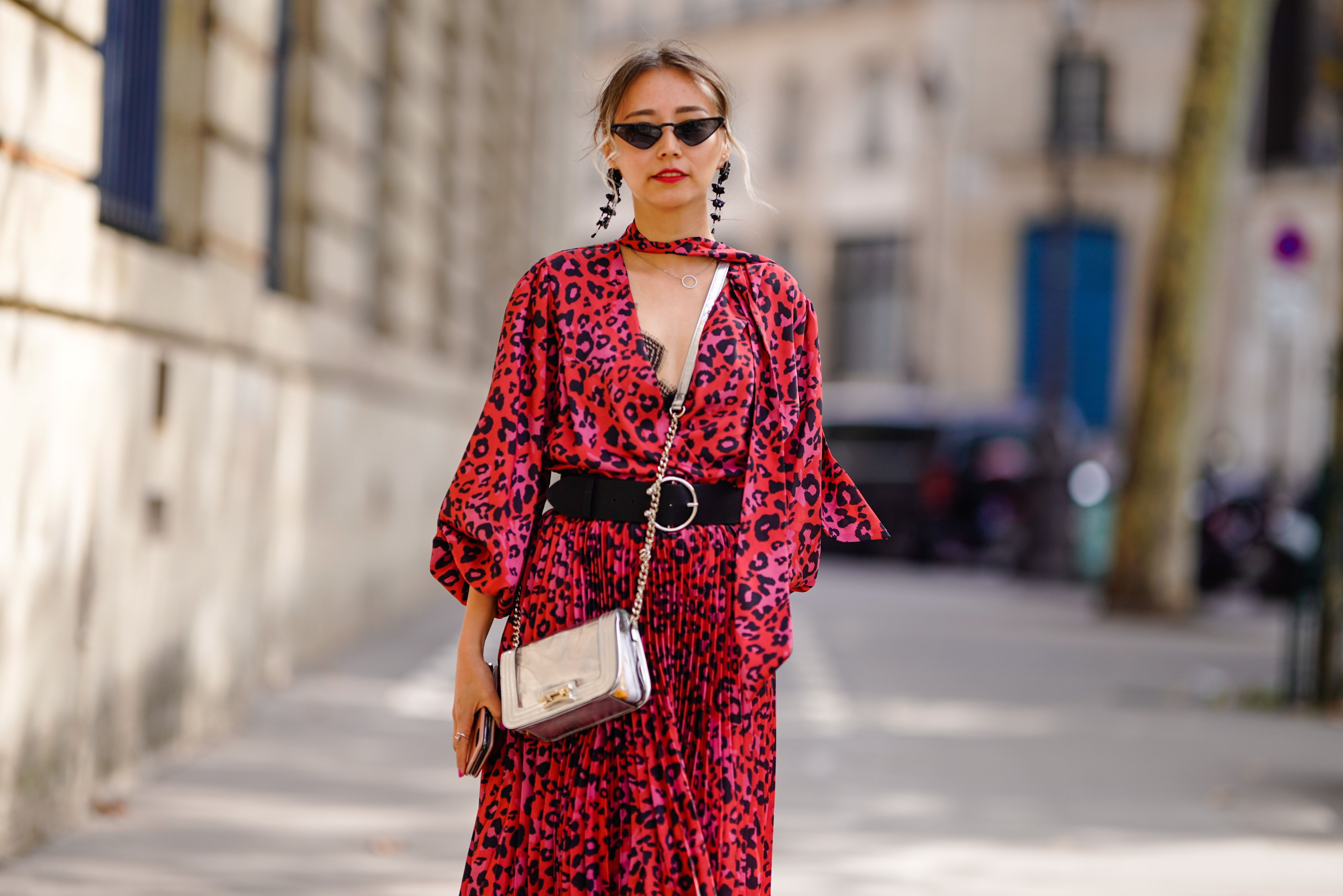 leopard and red outfit