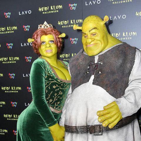 new york, ny   october 31  heidi klum and tom kaulitz show up dressed as princess fiona and shrek to klums 19th annual halloween party at lavo on october 31, 2018 in new york city  photo by michael loccisanogetty images