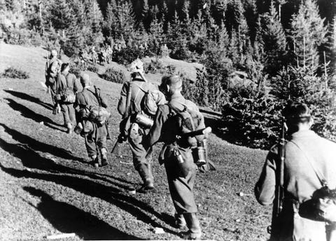 WW II - The Eastern Front - Carpathian Mountains 1944 the nazi propaganda picture shows military engineers of the german wehrmacht in the carpathian mountains on the eastern front the photo was taken in october 1944 photo berliner verlag archive photo by berliner verlagarchivpicture alliance via getty images