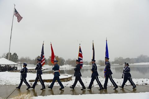 Flag, Winter, Snow, Military, Gesture, Marching, 