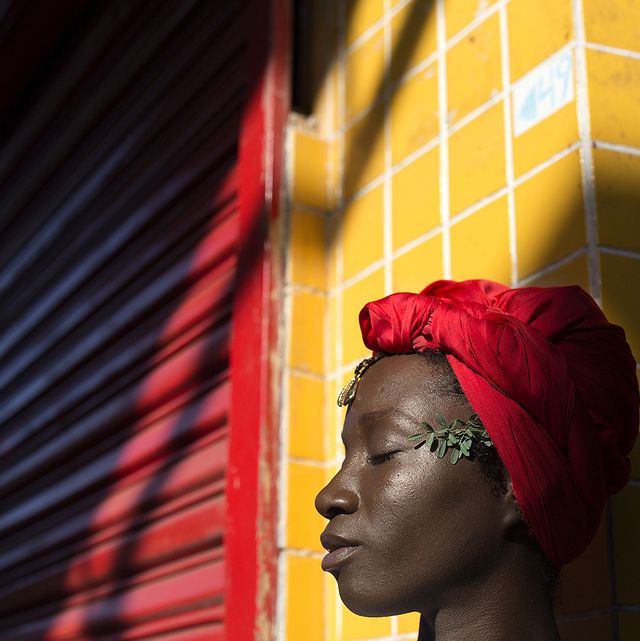 An Afro-Brazilian woman visits the São Joaquim Market in Salvador.