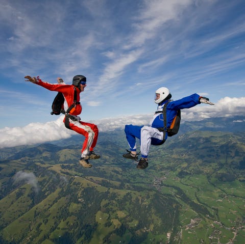 Freefly fun skydive team is playing in the sky. freefly fun skydive team is playing in the sky