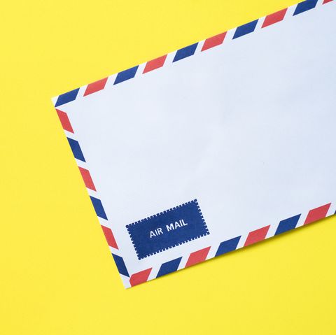 Blue, Envelope, Yellow, Paper, Font, Paper product, Rectangle, Flag, Electric blue, Mail, 