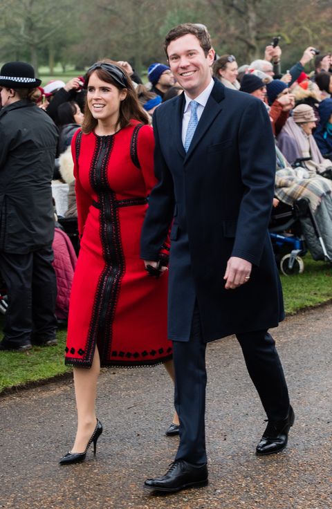 king's lynn, england   december 25 princess eugenie of york and jack brooksbank attend christmas day church service at church of st mary magdalene on the sandringham estate on december 25, 2018 in king's lynn, england photo by samir husseinwireimage