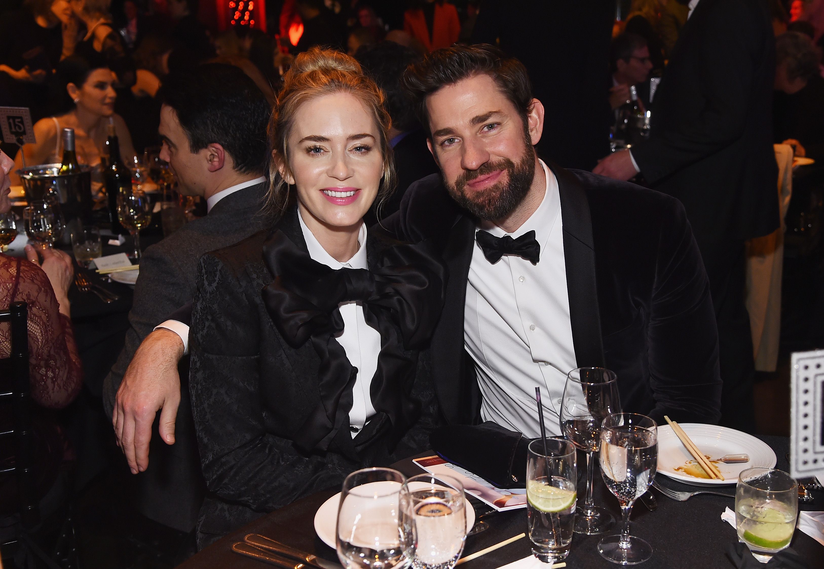 Emily Blunt And John Krasinski Wear Matching Tuxedos To Awards