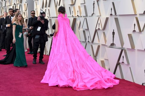 Gemma Chan's parachute pink dress is an Oscars red carpet triumph