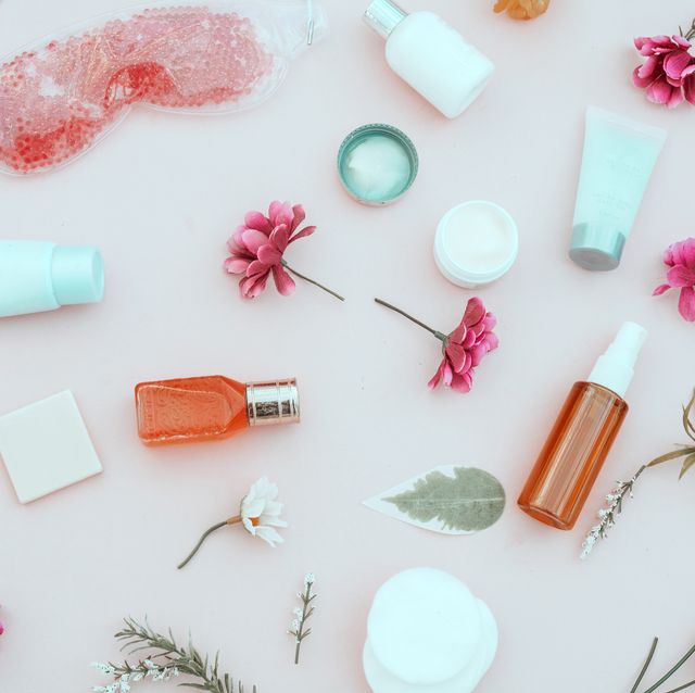 spring composition of cosmetic and  beauty cream products,Top view