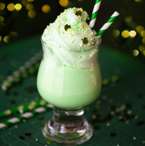 green drink with whipped cream for st patricks day