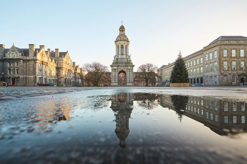 the campanile of trinity college, dublin is a bell tower and one of its most iconic landmarks