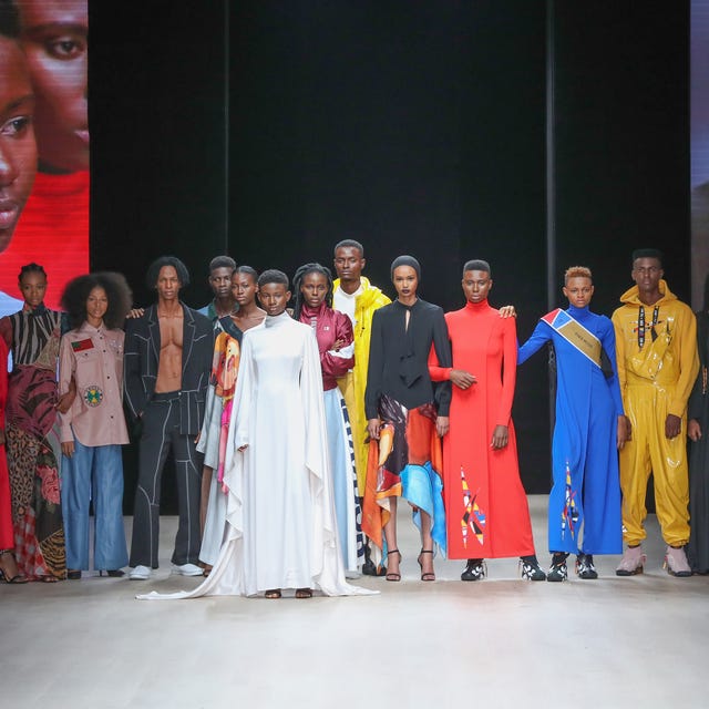 Arise Fashion Week lagos, nigeria april 21 models wearing pyer moss pose on the runway during arise fashion week on april 21, 2019 in lagos, nigeria photo by bennett raglingetty images