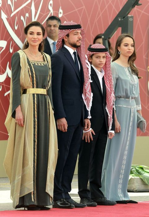 l to r queen rania of jordan and her children crown prince hussein, prince hashem, and princess salma, attend a ceremony held in amman on may 25, 2019, to celebrate the countrys 73th independence day photo by khalil mazraawi  afp        photo credit should read khalil mazraawiafp via getty images