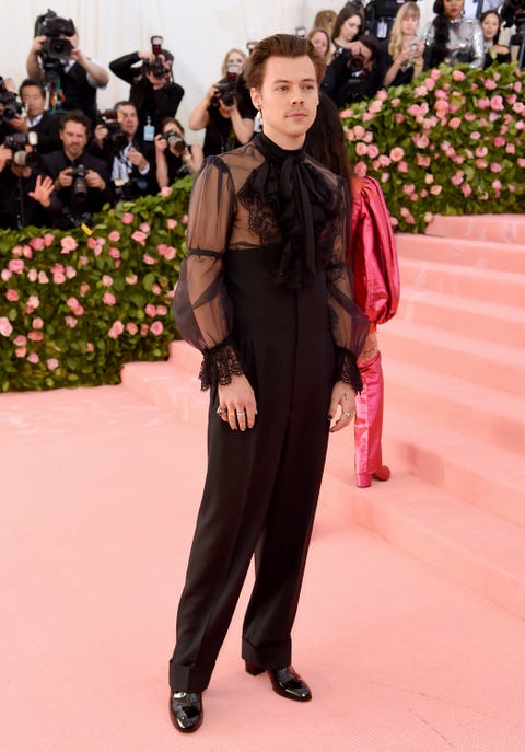 Harry Styles Met Gala 2019 Sheer Top Gucci Outfit - Celebrity Red