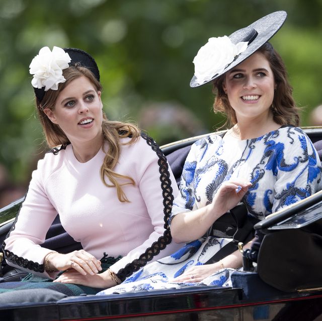 london, england   june 08 princess eugenie and princess beatrice during trooping the colour, the queens annual birthday parade, on june 8, 2019 in london, england photo by mark cuthbertuk press via getty images