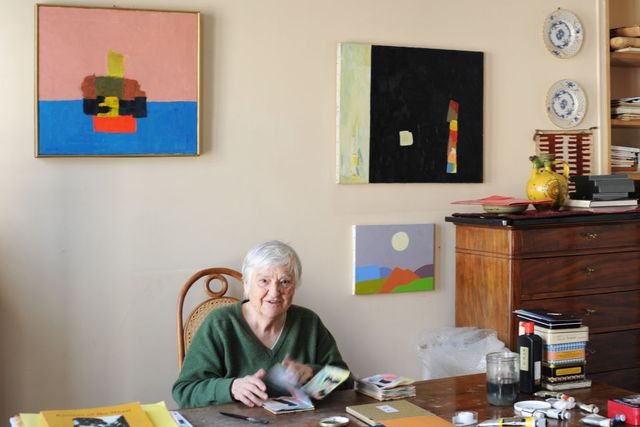 paris, france  april 8  the american lebanese artist and writer at home in her studio workshop on april 8, 2015 in paris, france  photo by catherine panchout  sygma via getty images