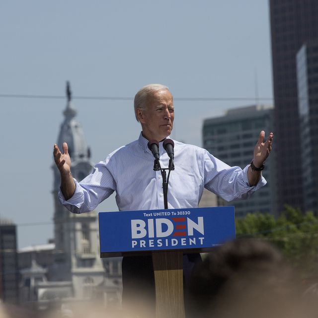 philadelphia, pa   may 18  former vice president joe biden campaigns for president at a  kickoff rally on march 18, 2019 in downtown philadelphia, pennsylvania photo by andrew lichtensteincorbis via getty images