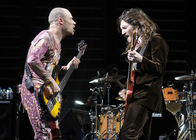 flea and john frusciante of the red hot chili peppers photo by paul warnerwireimage