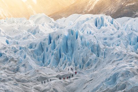 Group of people hiking on the Perito Moreno glacier, Argentina