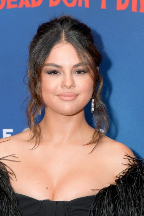 Selena Gomez Wears Black Feathered Mini Dress At The Dead Dont Dies