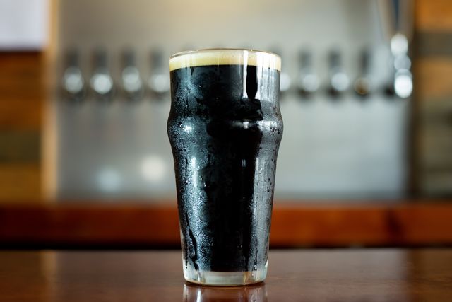 stout served from a tap room in a brewery