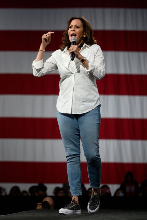 des moines, ia   august 10 democratic presidential candidate sen kamala harris d ca speaks on stage during a forum on gun safety at the iowa events center on august 10, 2019 in des moines, iowa the event was hosted by everytown for gun safety photo by stephen maturengetty images