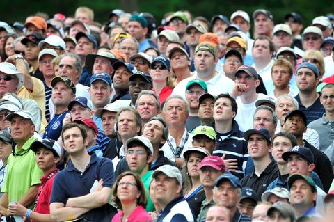 farmingdale, ny fans line up rows deep to watch tiger woods play on the 14th hole on day three of the us open golf tournament at bethpage state park in farmingdale, new york on june 20, 2009 photo by kathy kmoniceknewsday rm via getty images