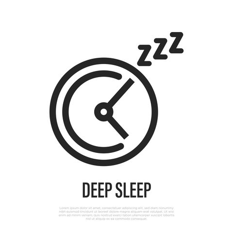 deep sleep phase on clock thin line icon vector illustration