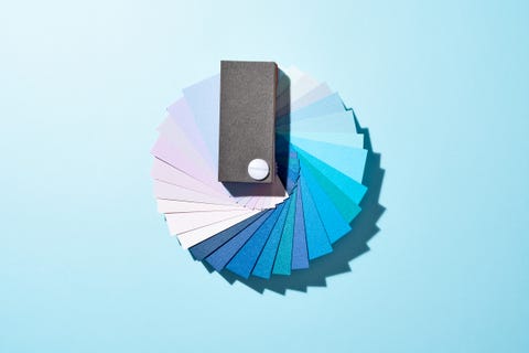 blue paper color swatch on blue colored background