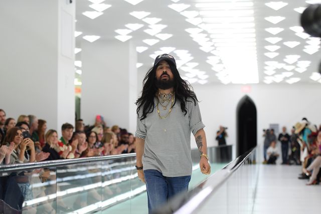 milan, italy   september 22 designer alessandro michele acknowledges the applause of the audience  at the gucci springsummer 2020 fashion show during milan fashion week on september 22, 2019 in milan, italy photo by victor boykogetty images for gucci