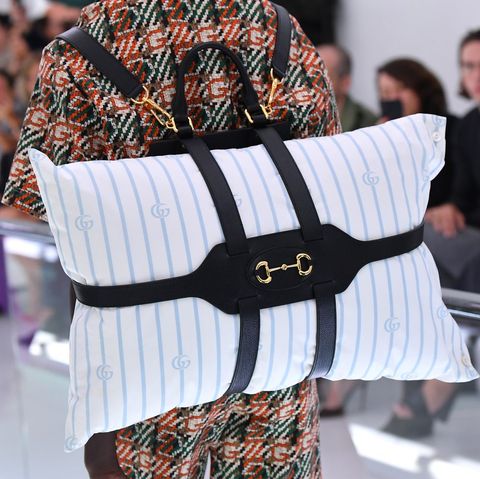 Gucci SS20 Sent Monogrammed Pillow Backpacks Down Runway