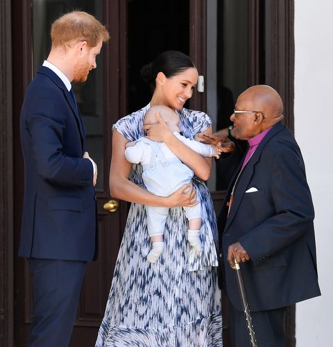 britain's prince harry and his wife meghan, duchess of sussex, holding their son archie, meet archbishop desmond tutu and his daughter thandeka at the desmond  leah tutu legacy foundation in cape town, south africa, september 25, 2019 reuterstoby melvillepool