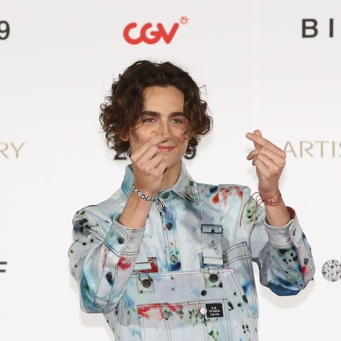 Timothee Chalamet attends the photo call at the red carpet for the 'The King