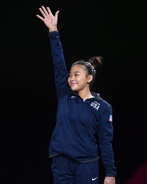49th FIG Artistic Gymnastics World Championships - Day Nine stuttgart, germany october 12 bronze medalist sunisa lee of united states celebrates on the podium during the medal ceremony for womens uneven bars final in the apparatus finals during day 9 of 49th fig artistic gymnastics world championships at hanns martin schleyer halle on october 12, 2019 in stuttgart, germany photo by laurence griffithsgetty images