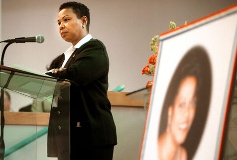 rep barbara lee, d calif, speaks during a memorial for wanda green at evergreen missionary baptist church in oakland, calif on saturday, oct 27, 2001 wanda green, a united airlines flight attendant died aboard united airlines flight 93  that crashed during the terrorist attacks of sept 11 photo by sean connelleymedianews groupoakland tribune via getty images