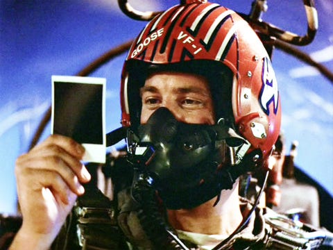 Top Gun los angeles may 16 the movie top gun, directed by tony scott seen here, anthony edwards as lt nick goose bradshaw, holding an instant photo taken with a polaroid onestep 600 land camera initial theatrical release may 16, 1986 screen capture paramount pictures photo by cbs via getty images