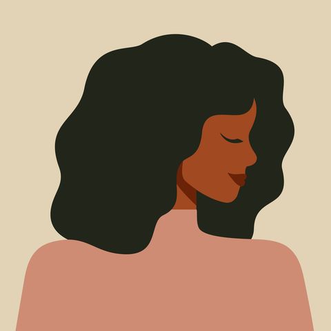 portrait of an african american woman in profile avatar of young black girl with curly dark hair vector illustration