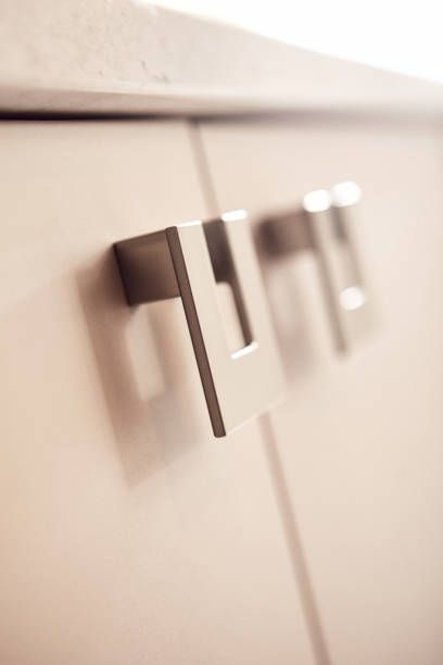 close up of a kitchen cabinet door knob