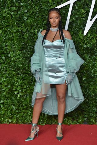 Rihanna wore a mint green ensemble from her Fenty label to the British ...