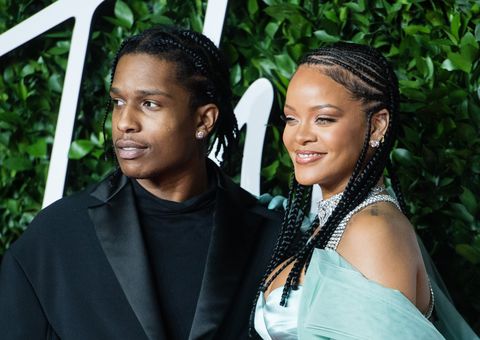london, england   december 02  rihanna and asap rocky arrive at the fashion awards 2019 held at royal albert hall on december 02, 2019 in london, england photo by samir husseinwireimage