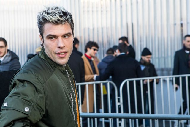 fedez arrives at prada fashion show during the milan fashion week 2020 in milan, italy, on january 12 2020 photo by mairo cinquettinurphoto via getty images