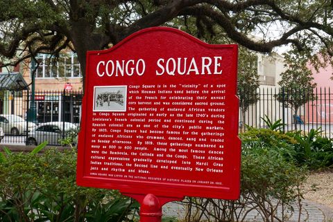 new orleans, louisiana, usa december 2019 congo square sign in louis armstrong park