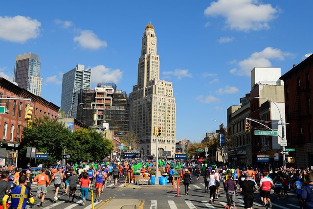 new york, ny   november o3  runners make their way  down 4th ave toward the williamsburg bank during the 2019 tcs new york city marathon november 3, 2019 in the brooklyn borough of new york city  photo by steven ryannew york road runners via getty images