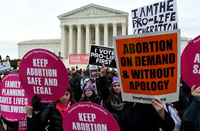 pro choice and pro life activists demonstrate in front of the the us supreme court during the 47th annual march for life on january 24, 2020 in washington, dc   activists gathered in the nations capital for the annual event to mark the anniversary of the supreme court roe v wade ruling that legalized abortion in 1973 photo by olivier douliery  afp photo by olivier doulieryafp via getty images