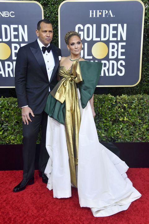 Jennifer Lopez Wears Gold Bow Dress With Alex Rodriguez at ...