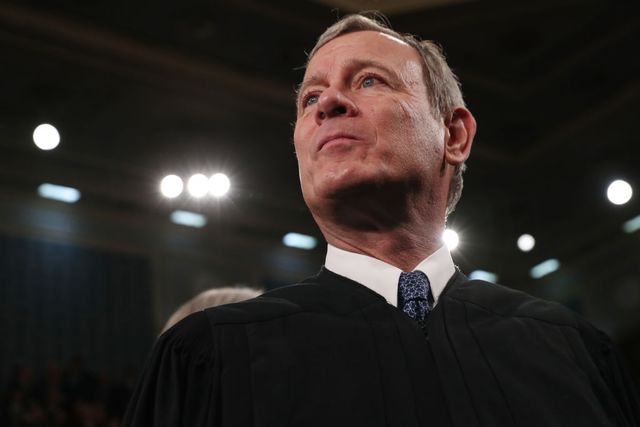 washington, dc   february 04  us supreme court chief justice john roberts awaits the arrival to hear president donald trump deliver the state of the union address in the house chamber on february 4, 2020 in washington, dc trump is delivering his third state of the union address on the night before the us senate is set to vote in his impeachment trial photo by leah millis poolgetty images