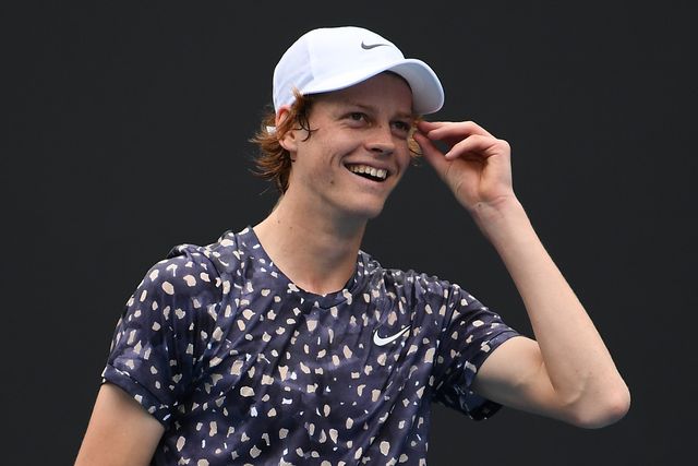 melbourne, australia   january 20 jannik sinner of italy reacts during his mens singles first round match against max purcell of australia on day one of the 2020 australian open at melbourne park on january 20, 2020 in melbourne, australia photo by hannah petersgetty images