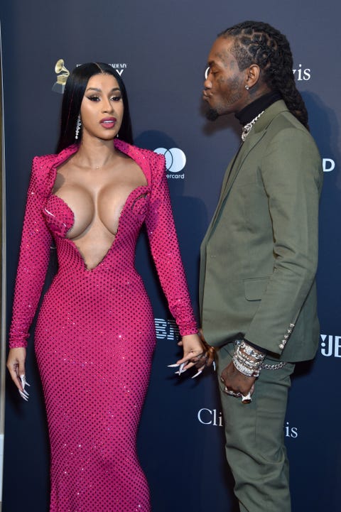 beverly hills, california   january 25 editors note image contains partial nudity l r cardi b and offset attend the pre grammy gala and grammy salute to industry icons honoring sean diddy combs on january 25, 2022 in beverly hills, california photo by gregg deguiregetty images for the recording academy