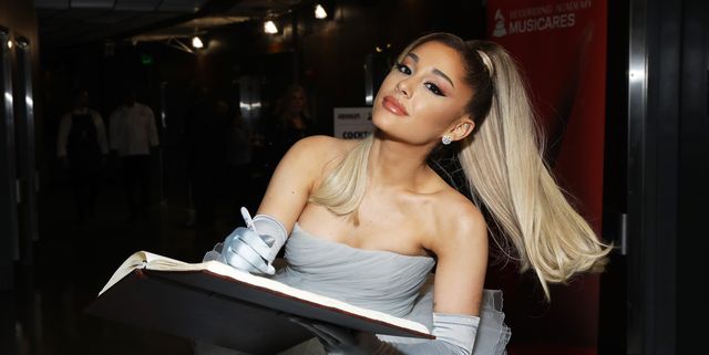 los angeles, california   january 26 ariana grande is seen at the grammy charities signings during the 62nd annual grammy awards at staples center on january 26, 2020 in los angeles, california photo by robin marchantgetty images for the recording academy