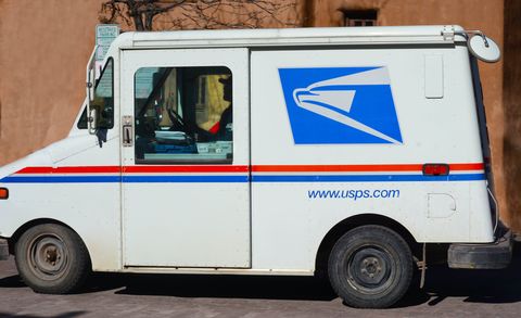 january 14, 2020  a us postal service mailman driving a grumman long life vehicle llv delivers mail to businesses in downtown santa fe, new mexico photo by robert alexandergetty images