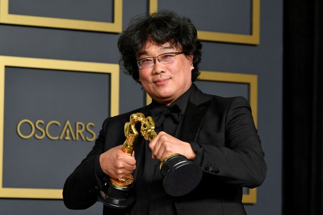 hollywood, california   february 09 director bong joon ho, winner of the original screenplay, international feature film, directing, and best picture awards for “parasite,” poses in the press room during the 92nd annual academy awards at hollywood and highland on february 09, 2020 in hollywood, california photo by amy sussmangetty images