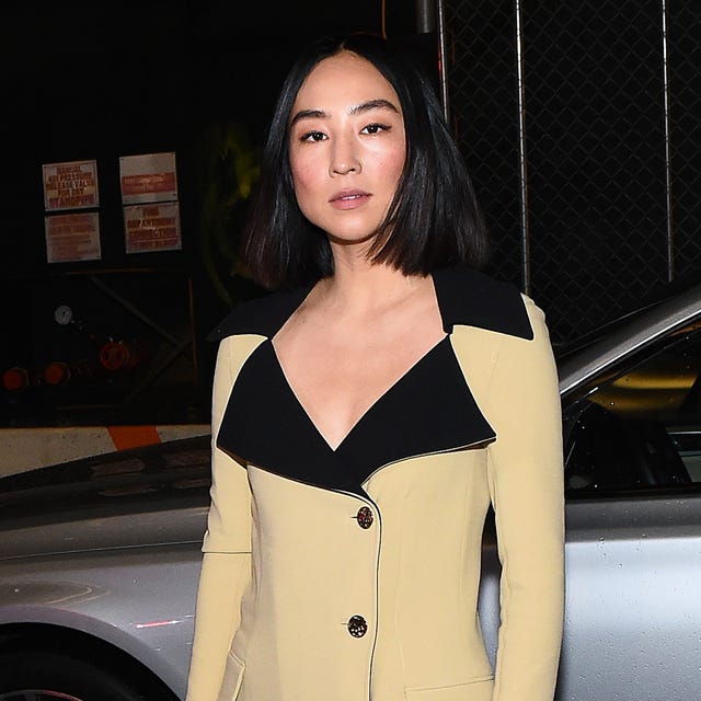 IMG NYFW: The Shows 2020 Partners - February 10 new york, new york february 10 greta lee arrives to nyfw the shows in a bmw 750i xdrive sedan in new york city on february 06, 2020 for the second consecutive year, bmw is the lead automotive partner at new york’s biggest fashion event photo by ilya savenokgetty images for img
